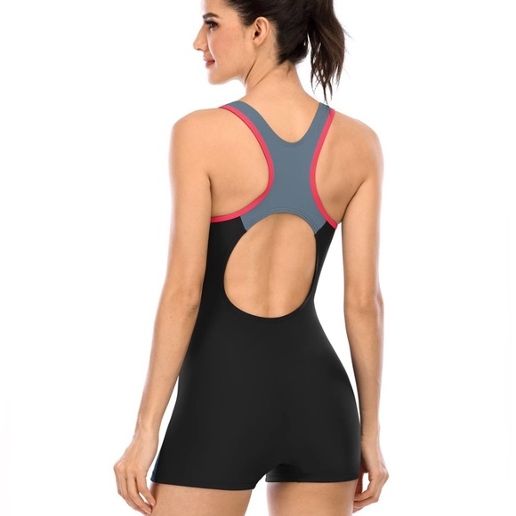 Charmo Women's One Piece Swimsuits Boyleg Sports Swimwear Athletic Swimming Wear - Picture 3 of 9